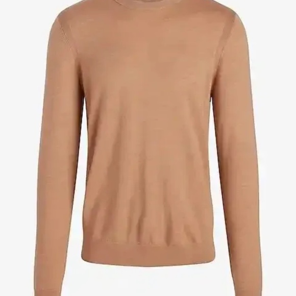 Express Crew Neck 100% Merino Wool Sweater Camel Heather Men's Large NWT - Picture 1 of 5